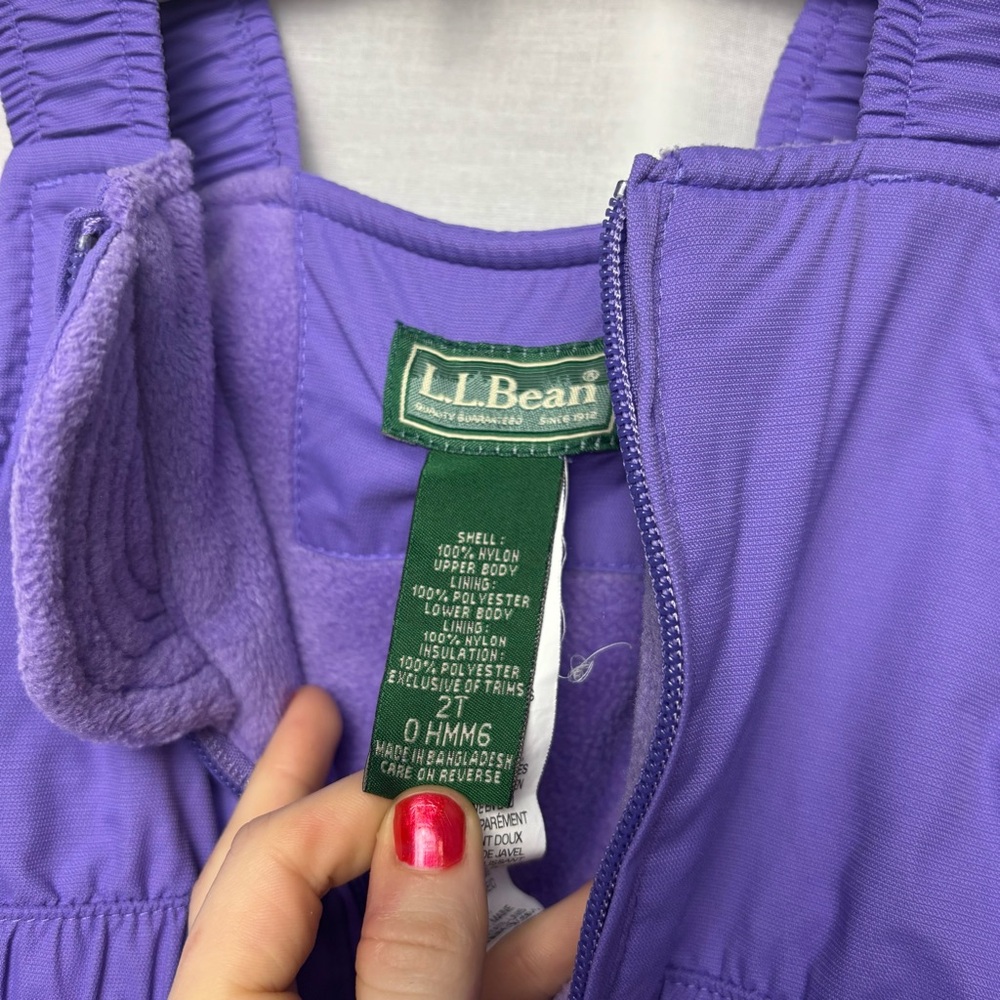 L.L. Bean Kids Snow Bib Overalls in Vibrant Purple 2T - Picture 4 of 6
